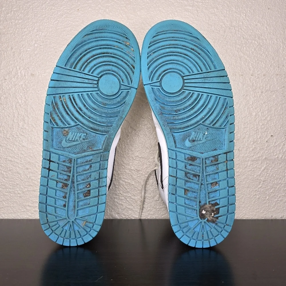 Nike Air Jordan 1 Mid High Top White Black Laser Blue Sneaker Shoe Size Us 15‎